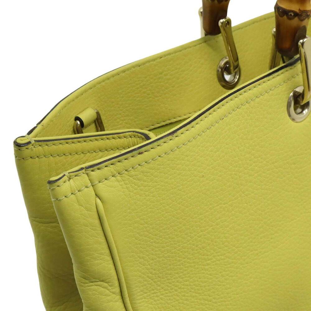 GUCCI Authentic Yellow Leather Bamboo Shoulder Bag - Picture 8 of 10